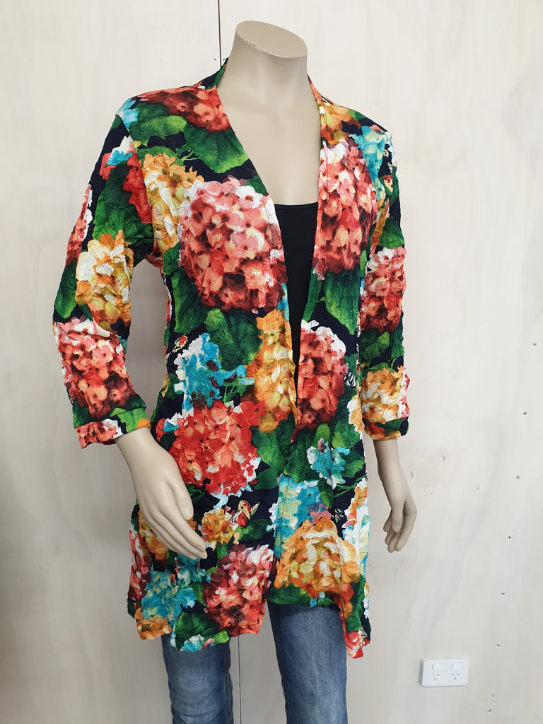 Crinkle Mesh Uneven Hem Cardi - Hydrangea