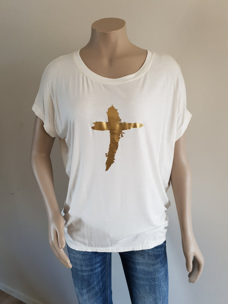 Cream with Gold Print