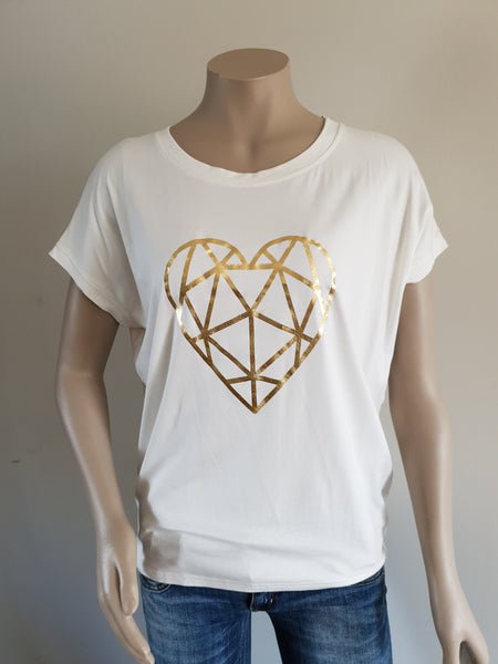 Cream with Gold Print