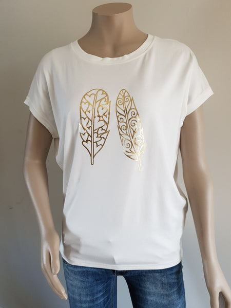 Cream with Gold Print