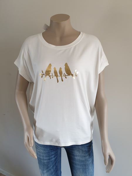 Cream with Gold Print