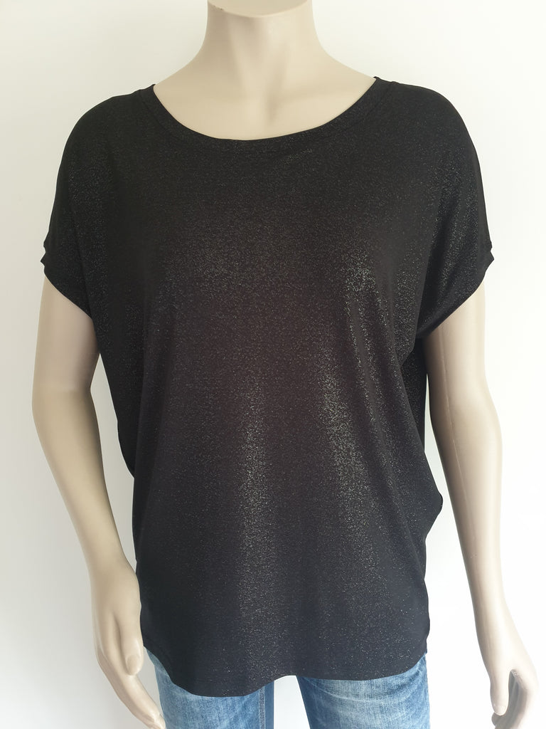 Black Slouchy Shimmer Tee