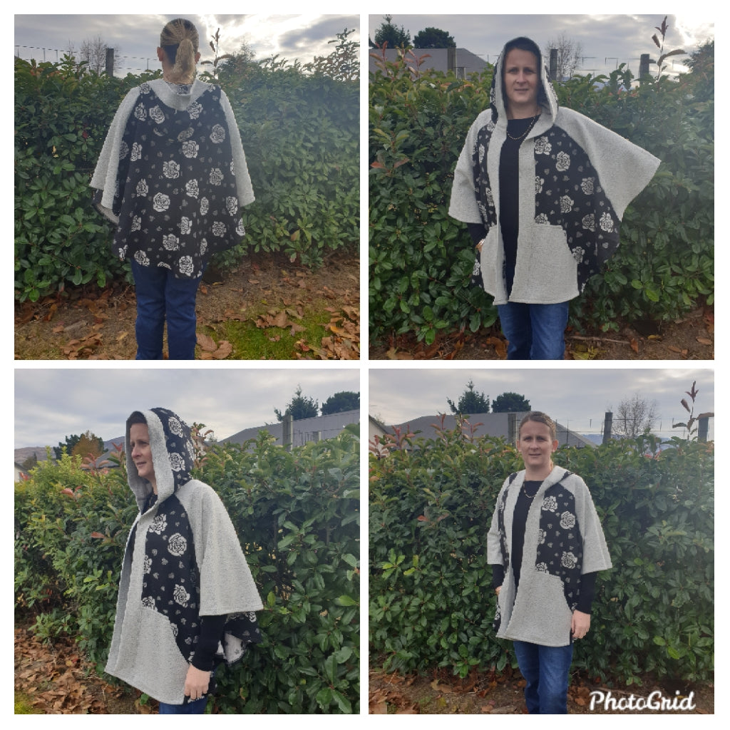 Black & Grey Wool Merino Cape