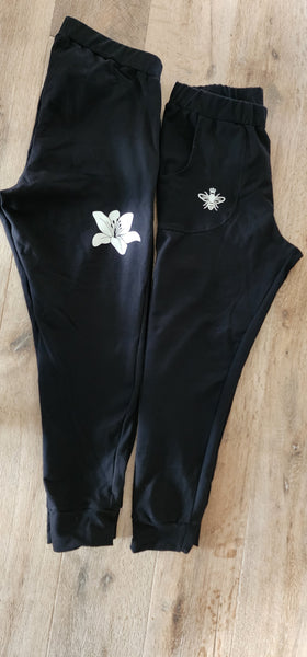 Black Silver Lilly Bee French Terry Pants