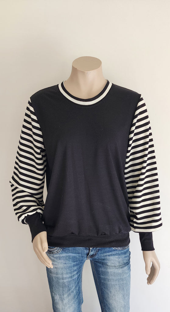 Merino Stripe Jumper - Black & Cream