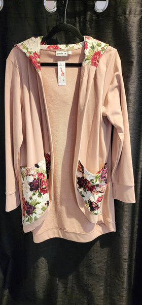 Blush Pink Longline Hooded Cardi