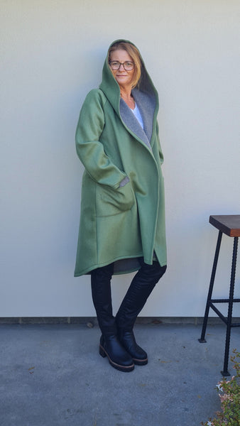 100% Wool Coat Blue , Pink & Green