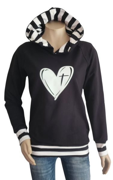 Black Print Hoody