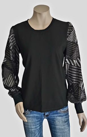 Black Metallic Romance Top