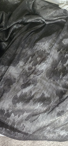 Black Stripey Floral Fabric