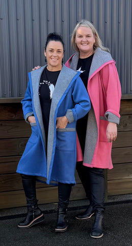 100% Wool Coat Blue , Pink & Green