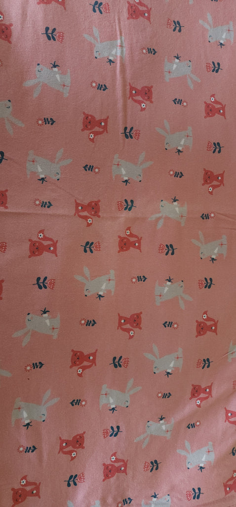 Rabbit & Squirel  Cotton Spandex Fabric