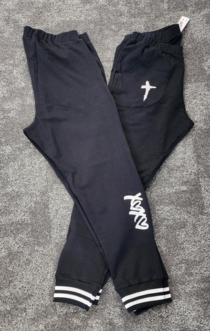 Black & White French Terry XOXO  Pants