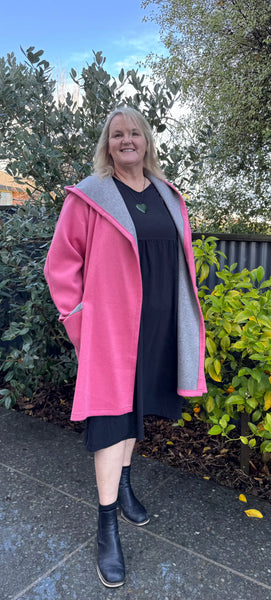 100% Wool Coat Blue , Pink & Green