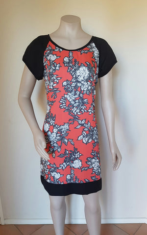 Coral Floral Print Dress