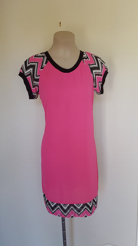 Pink Chevron Print Dress