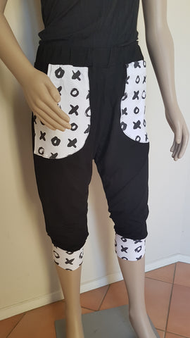 3/4  X & O  Pants - Black & White