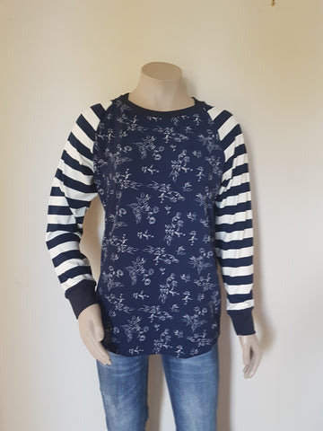 Navy Stripe Floral Top