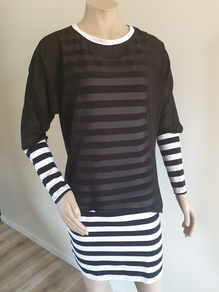 Black Wide  Stripe Singlet Dressi