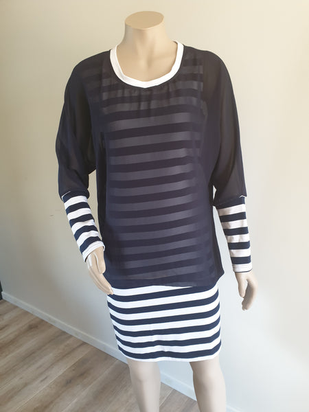 Navy Wide  Stripe Singlet Dress