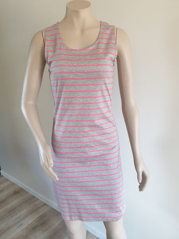 Pink & Grey Wide Stripe Singlet Dress