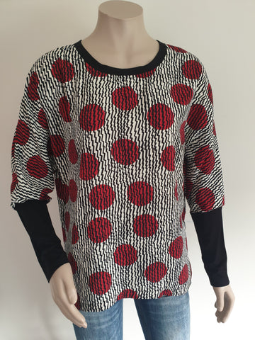 Red Spot Zig Zag  Batwing Top