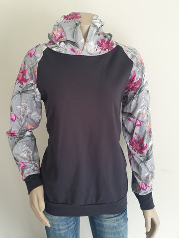 Charcoal Light Floral Hoody
