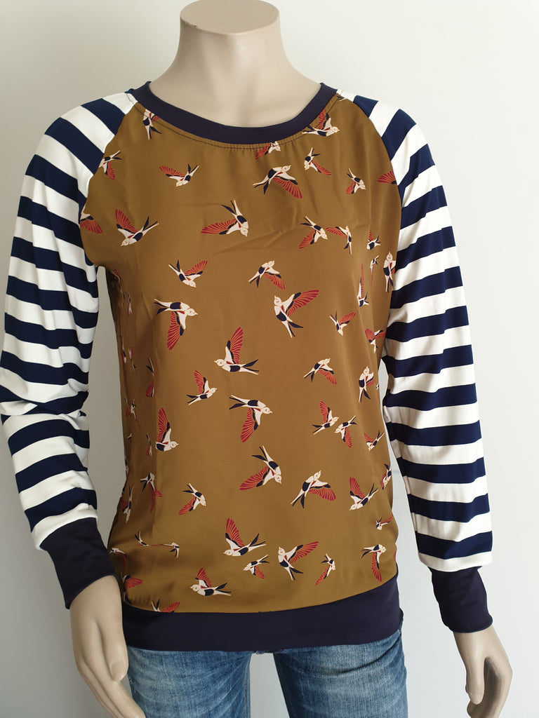 Mustard & Navy Bird Top