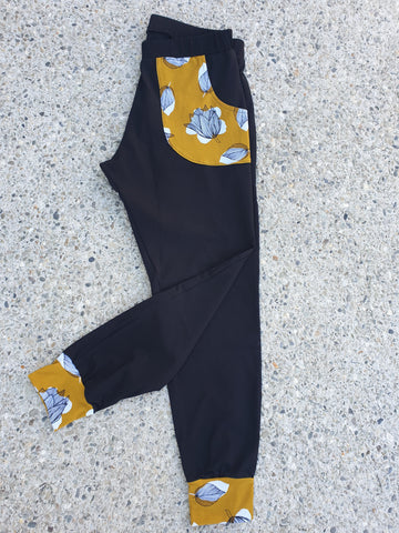 Long Black Mustard Pants