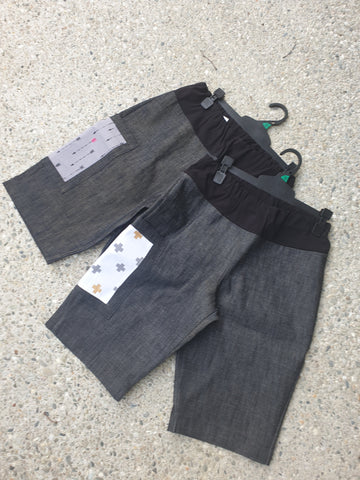 Pocket Washed Black  Long Shorts - knee lenght