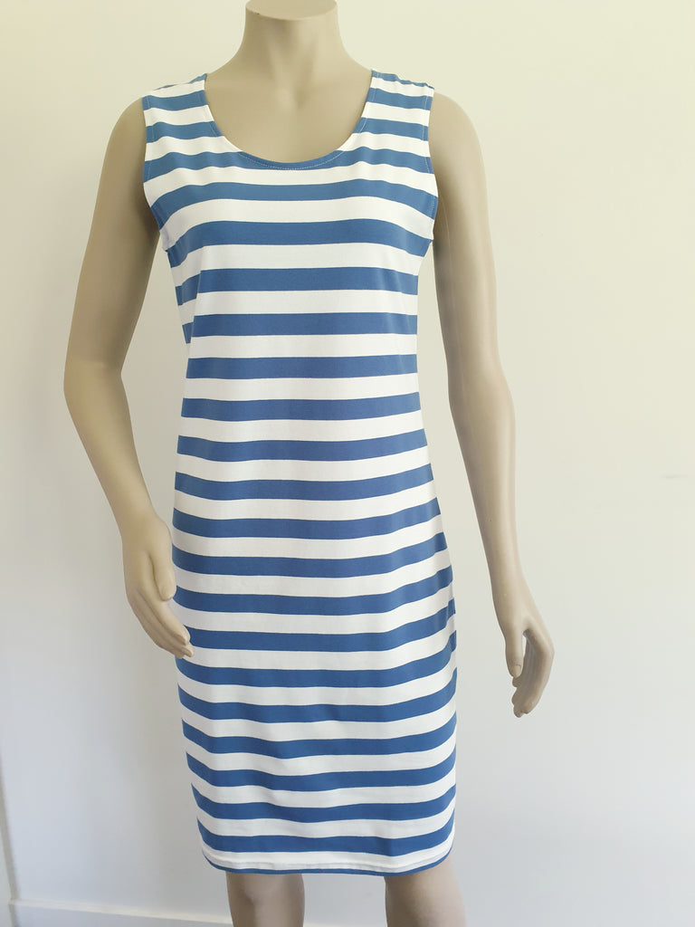 Blue Wide  Stripe Singlet Dress