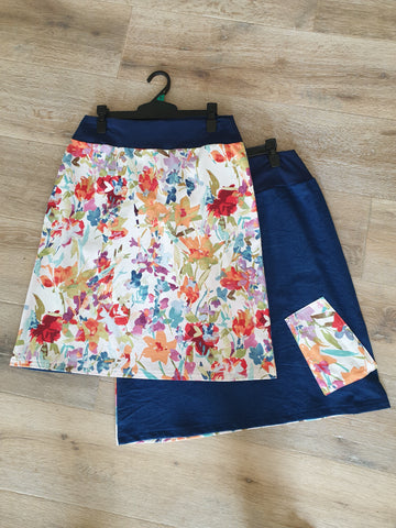 Floral Denim Skirt