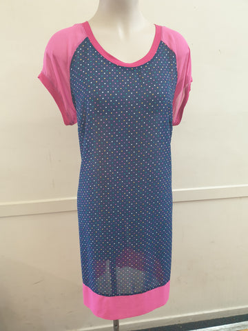Navy & Pink Spot Dress