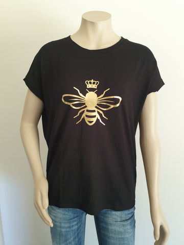 Black with Gold Bee Print