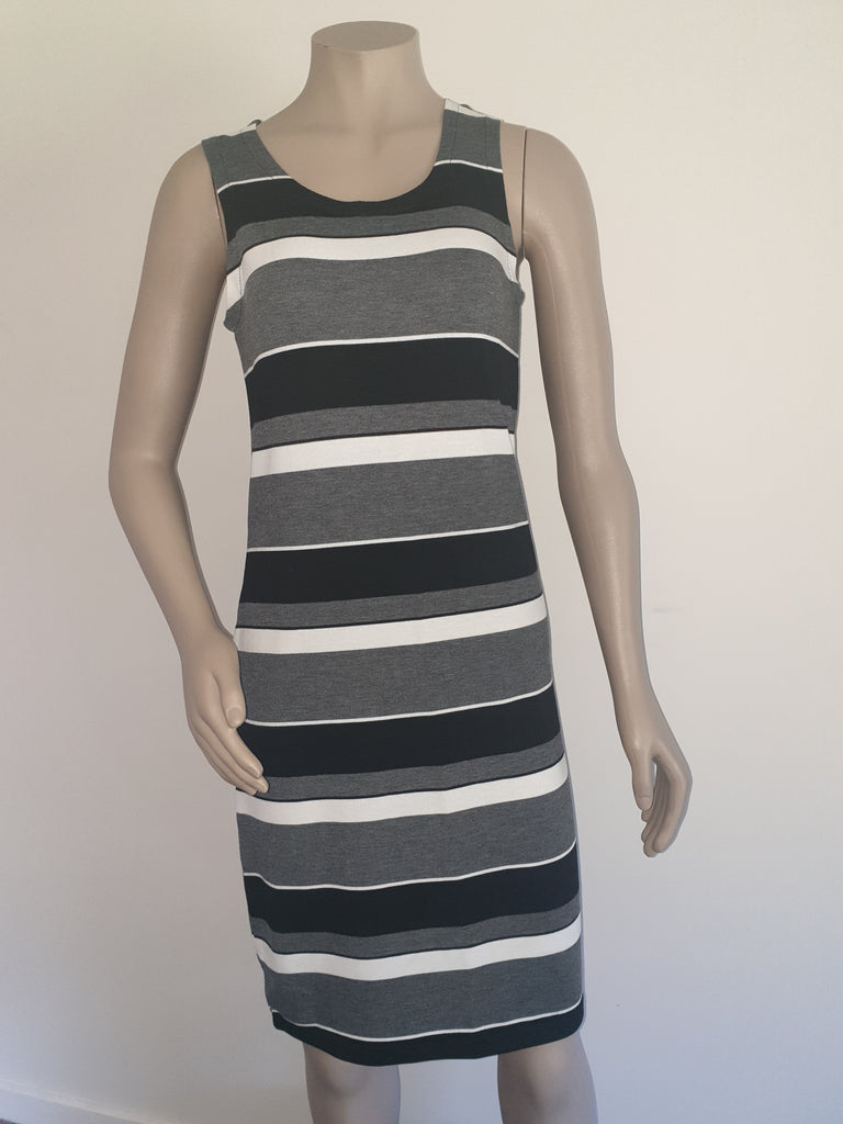 Black & Grey Stripe Singlet Dress