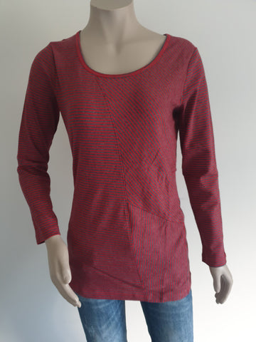 Velocity Red / Charcoal Stripe Top