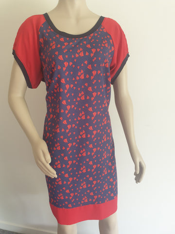 Navy & Red  Print Dress