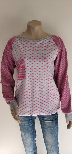 Pink & Grey Heart Sweatshirt