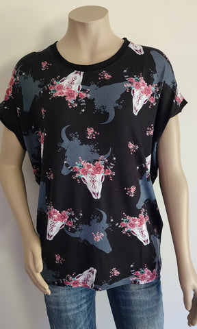 Floral Scull Slouchy  Tee