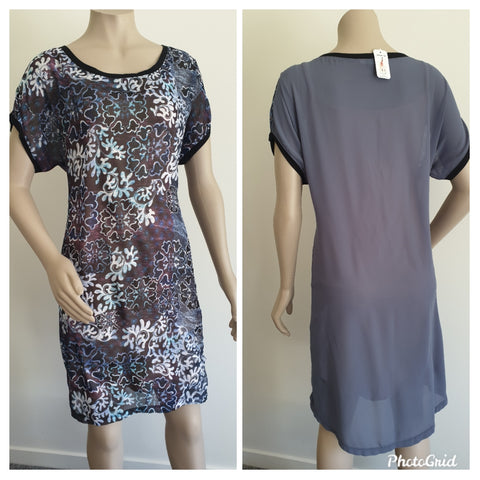 Blue & Grey Print Dress