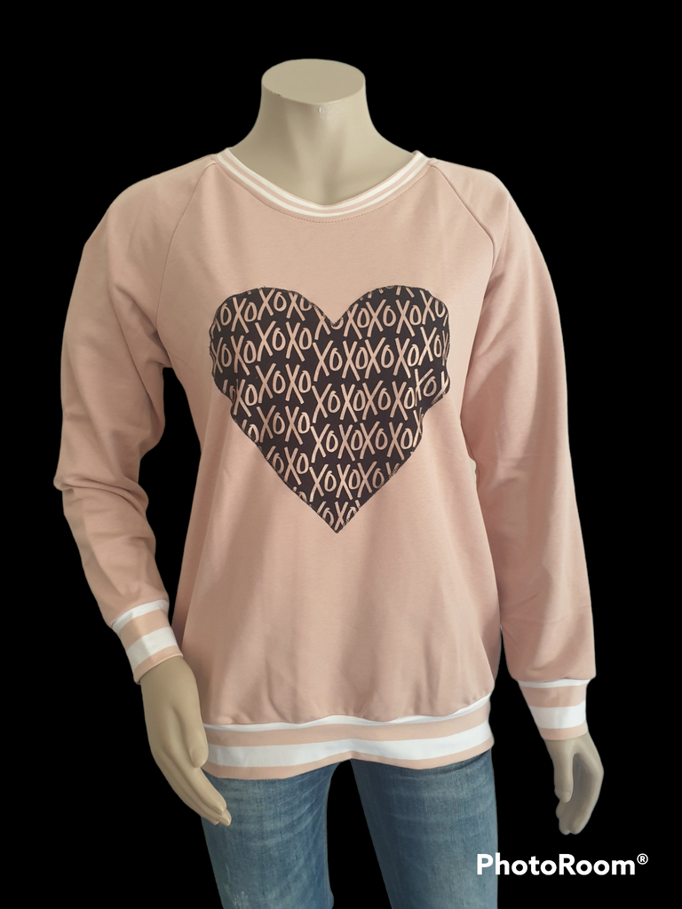 Blush Rose Gold XO Heart Sweatshirt