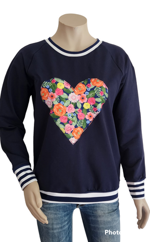 Navy Bright Heart Sweatshirt